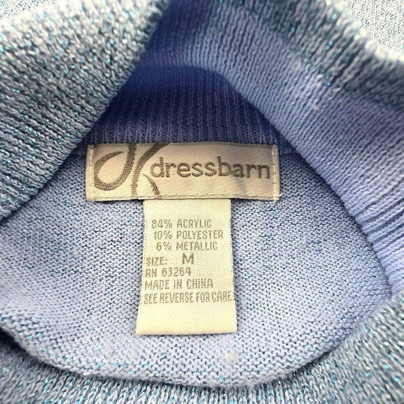 Sleeveless Light Blue Metallic Mock Turtleneck Sweater Dressbarn Size M JJ1823 - Picture 6 of 7